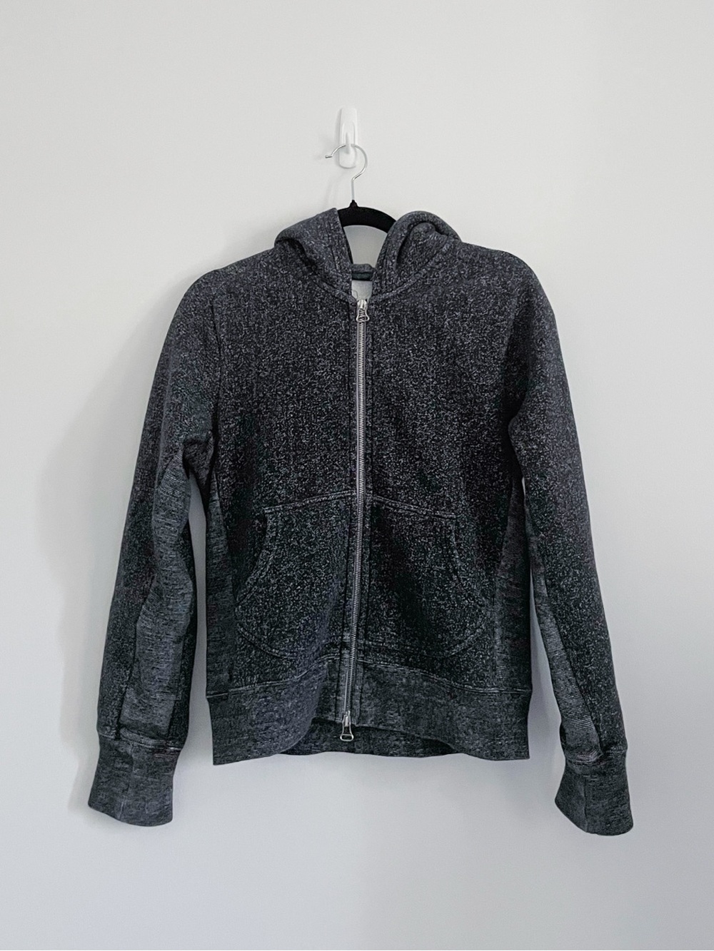wings + horns • Made in Canada Heavyweight Speckled Dark Gray Fleece Hoodie • S